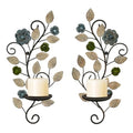 Antique Color Metal Wall Candle Sconce Holders Set of 2 Farmhouse Decor