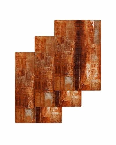 Burnt Orange Waffle Kitchen Towels Set - 16 x 24 Inch, 3 Pack | Absorbent Dishcloths