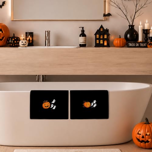 Halloween Pumpkin Ghost Kitchen Towels Set of 2 - Funny Spooky Dishcloths for Bathroom & Kitchen Decor - Ghost8 Variation
