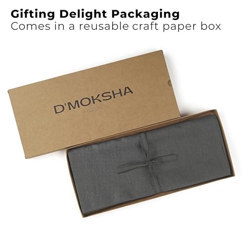 Charcoal Gray Linen Table Runner - 14 x 60 Inches - Classic Linen by D'Moksha