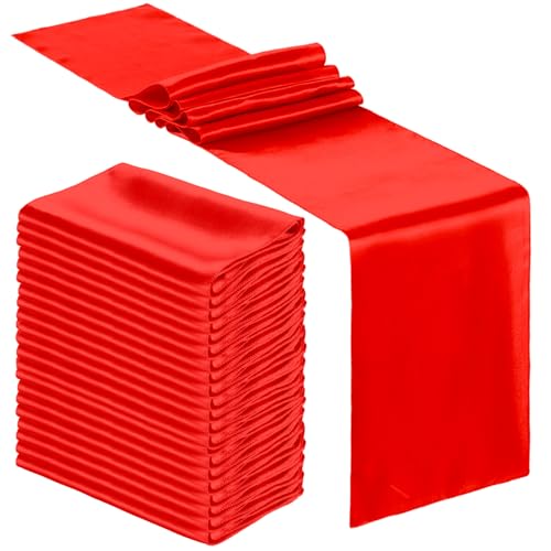 Bright Red Satin Table Runner 24 Pack, 12 x 108 Inch Party Decor - Variation of THIS listing