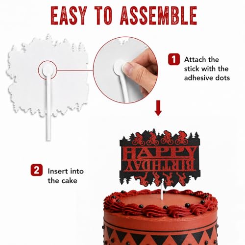 Black and Red Glitter Birthday Cake Topper for Themed Parties