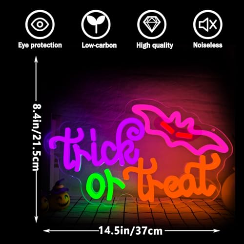 Halloween Neon Sign Dimmable Trick or Treat Bat Candy Wall Decor LED Light