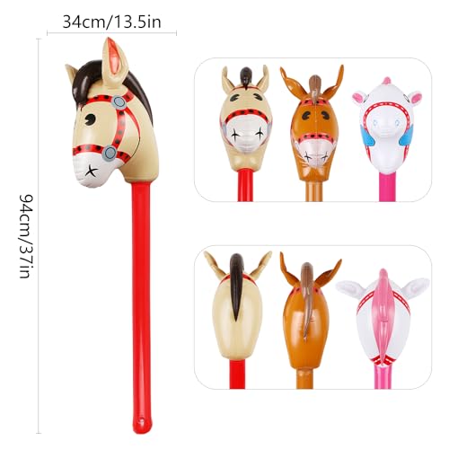 Multicolor Inflatable Stick Horse Set - 12pcs 38-inch Party Horse Props for Cowboy, Pony, Western Themes