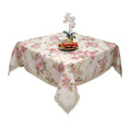 Red Floral Square Tablecloth 38x38 Inch Waterproof Spillproof Kitchen & Dining Cover - Clr 050