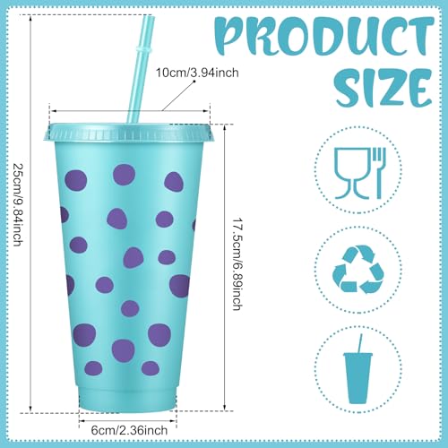 Purple Monster Party Cups with Lids & Straws - 15 Pack, 24oz