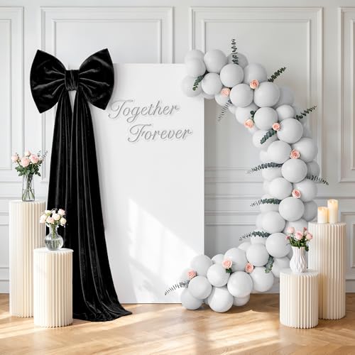 Black Velvet Christmas Bow Topper - Large 16x71 Inch Holiday Decor, Wreath & Door Accent, Reusable