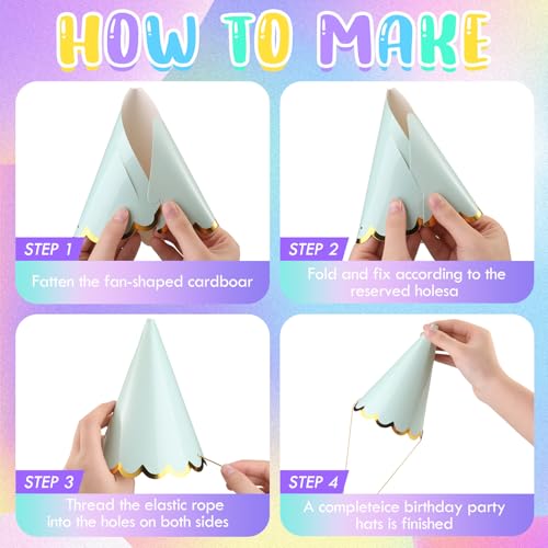 Pastel Party Hats Set for Birthdays & Celebrations - 67 Pcs with Banners Balloons & Flags