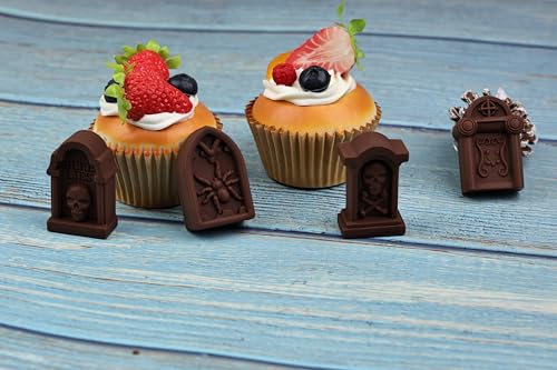 Halloween Gravestone Silicone Candy Mold - 2 Pack, 1.42 Inch Tombstone Ice Cube Trays