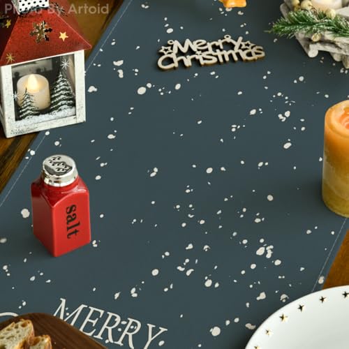 Snow Trees Christmas Table Runner 13x120 Inches - Blue Holiday Decor for Kitchen & Dining