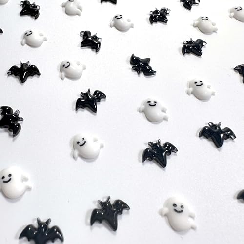 Halloween Nail Art Charms Set - Ghost & Bat 3D Resin Accessories, Style-6