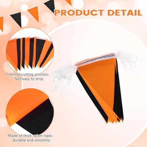 50 Feet Halloween Pennant Banner with 40 Triangle Flags - Orange & Black