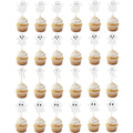 White Ghost Halloween Cupcake Toppers - 24 Pcs Glitter Cake Picks for Party
