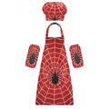Kids Halloween Spider Web Apron Set with Chef Hat & Sleeves - Size S (Ages 3-6)