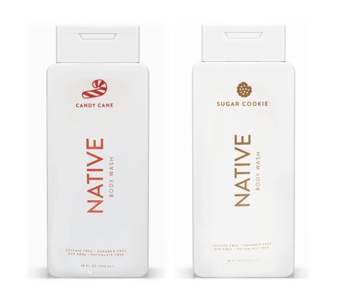 Native Special Edition Winter Body Wash - Sulfate-Free & Paraben-Free | 18 oz (2 Pack) - Candy Cane & Sugar Cookie