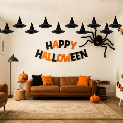 10 Pack Halloween Witch Hats for Decoration - Lightweight Black Wizard Hats