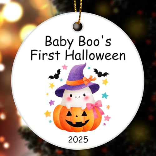 Baby First Halloween Christmas Ornament - Funny Pumpkin Ghost Gift