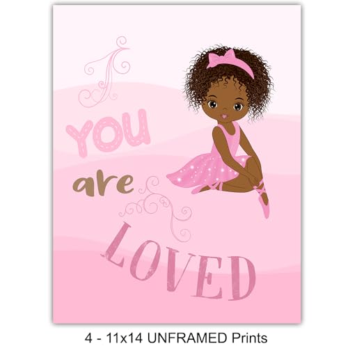 Black Girl Nursery Wall Decor 11x14 Inch Print - Black Girl Magic Inspirational Artwork - Pink Girls Room Wall Art - Variation 1