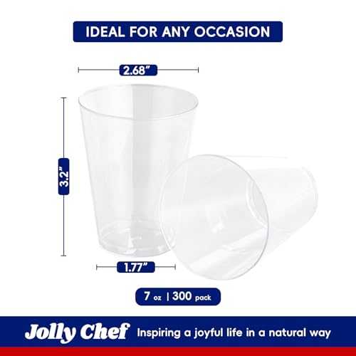 Disposable Plastic Cups 7 oz Clear Pack of 300 - Party, Wine, Whiskey, Halloween