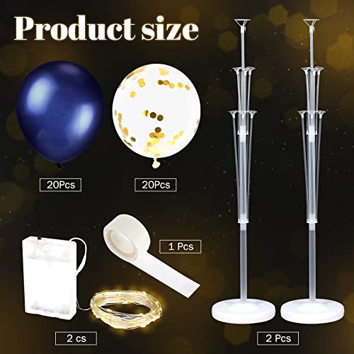 Balloon Column Stand Kit with LED Lights - Blue, 2 Sets for Parties
