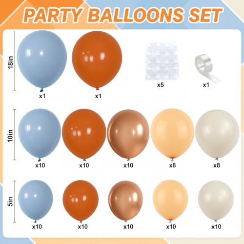 Fall Balloon Arch Kit - Burnt Orange Dusty Blue Gold Variation for Thanksgiving & Autumn Decor