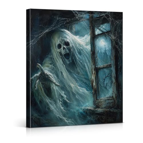 Halloween Wall Art Decor Ghost Face Poster 8x10 Inch Framed - Variation D