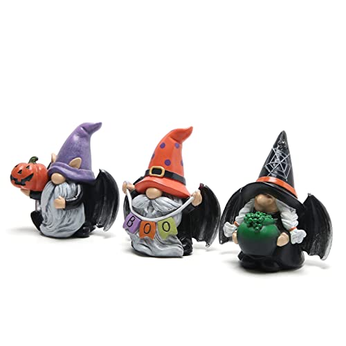 Halloween Gnomes Decoration Set - Black Wing, Indoor Holiday Figurines