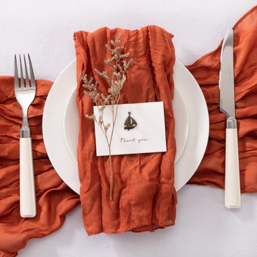 Terracotta Burnt Orange Cloth Napkins Bulk Set of 20 - Elegant Table Linens