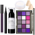 UCANBE Purple Halloween Makeup Kit - 15-Color Eyeshadow, White Foundation & Lipstick