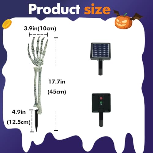 Outdoor Halloween Decorations Solar Lighted Skeleton Arm Stakes - White, 5 Pack
