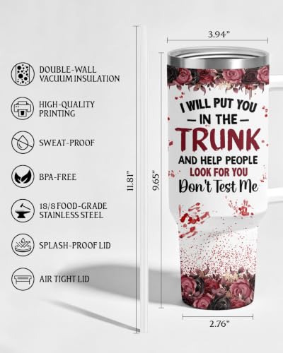 Halloween 4 Crazy Cat Trunk Tumbler with Handle - Spooky Dark Humor Gift