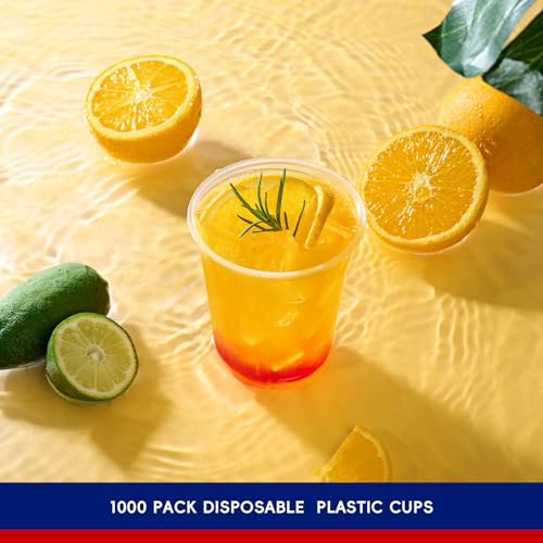 Disposable Clear Plastic Cups 12 oz - 1000 Pack, Party & Event Use