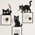 Halloween Wall Decor Set of 3 Black Cats with Knife - Spooky Wooden Party Decorations
