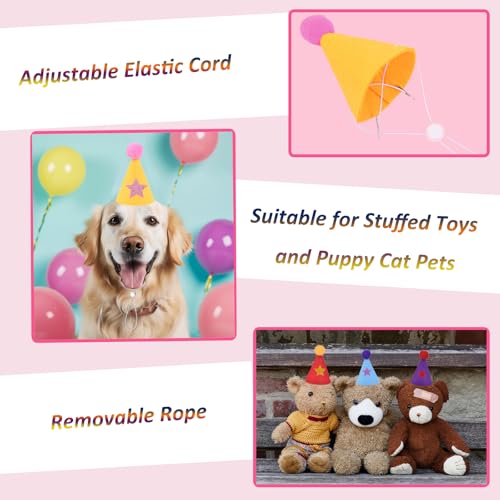 Mini Felt Party Hats for Stuffed Animals & Pets - Multi-Coloured 1 Set