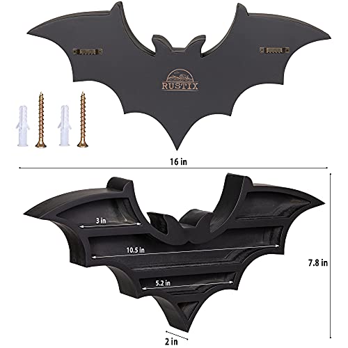 Vampire Bat Wall Shelf - Gothic Spooky Hanging Wooden Decor for Bedroom Bathroom Kitchen