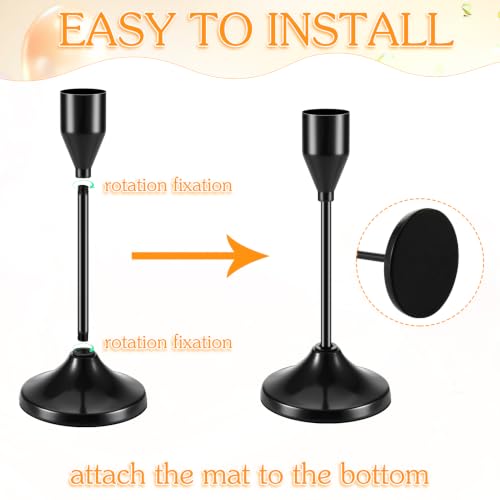 Black Metal Candlestick Holders Set - 12 Pcs Taper Candle Holders with Variations
