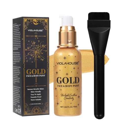 Gold Face & Body Paint - Washable, Long-Lasting, Highly Pigmented for Halloween & Stage Makeup - 75ml