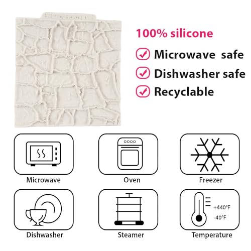 Brick Wall Texture Fondant Mold Set of 3 - Tree Bark & Rock Patterns, Food-Grade Silicone, Cake Decorating Tools - Style B