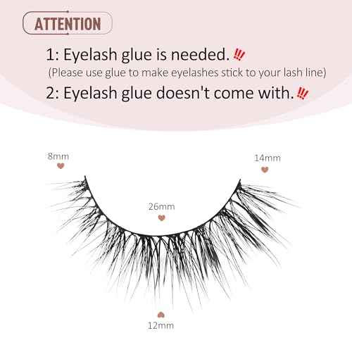 Onlyall False Lashes Natural Look Wispy Strip Eyelashes D37 - 8mm-14mm Variation