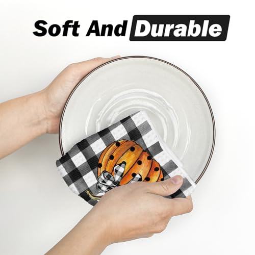 Black Microfiber Kitchen Towels Set of 4 - 12x24 Inch Quick Dry Dish Cloths