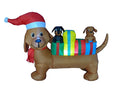 Lighted Christmas Inflatable Dog Scene with Gift Boxes - 4 Ft Holiday Yard Decor