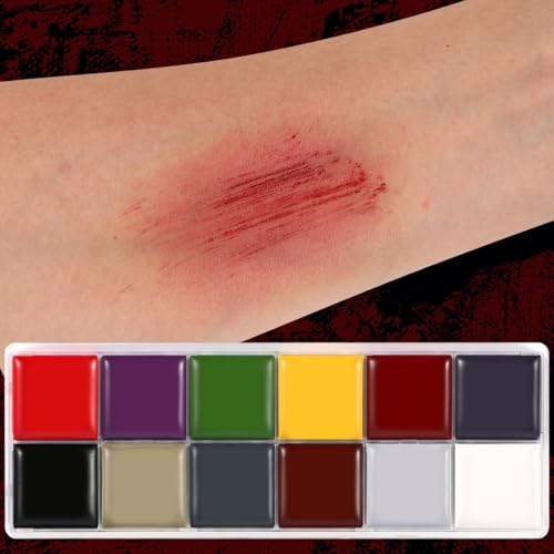 Professional Halloween SFX Makeup Kit with Fake Blood, Scar Wax & Brushes