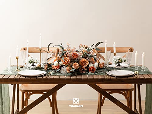 Vitalizart Sage Green Cheesecloth Table Runner 10ft Rustic Boho Wedding Decor