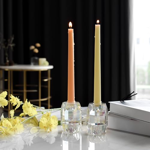 Crystal Candle Holders Set of 2 – Elegant Crystal Glass Tealight and Taper Candle Stands for Weddings and Parties