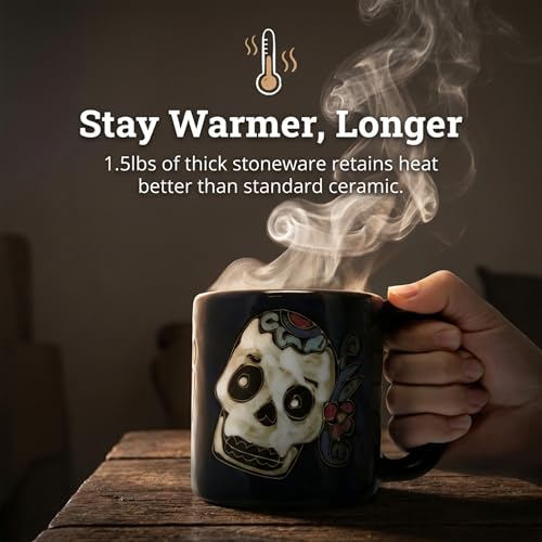 16oz Handcrafted Day of the Dead Sugar Skull Mug - Ceramic Coffee Cup