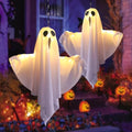 Outdoor Hanging LED Ghost Decorations - Adjustable Spooky & Fun Halloween Yard Decor (2 Pack, White)