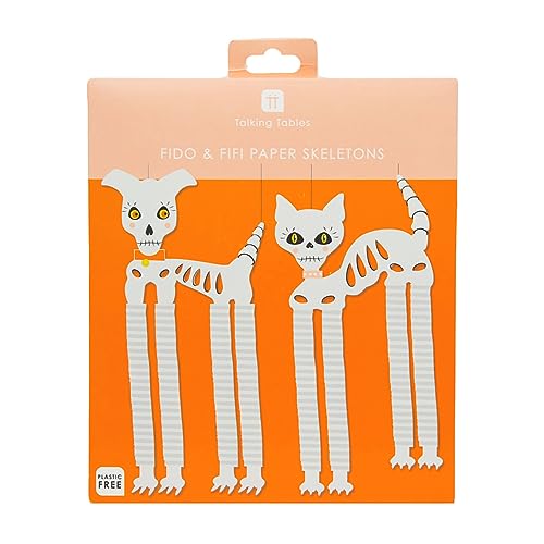 Halloween Paper Hanging Decorations - Skeleton Cat & Dog Set, Reusable & Eco-Friendly