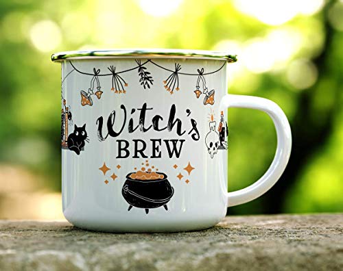 Loftipop 12oz Halloween Fall Enamel Campfire Mug - Witch's Brew Outdoor Coffee Cup