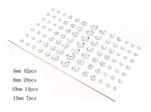 Self-Adhesive Rhinestone Stickers for Makeup and Crafts - Silver, 91PCS
