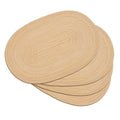 Oval Braided Woven Placemats Set of 4 - Beige Brown Dining Table Mats